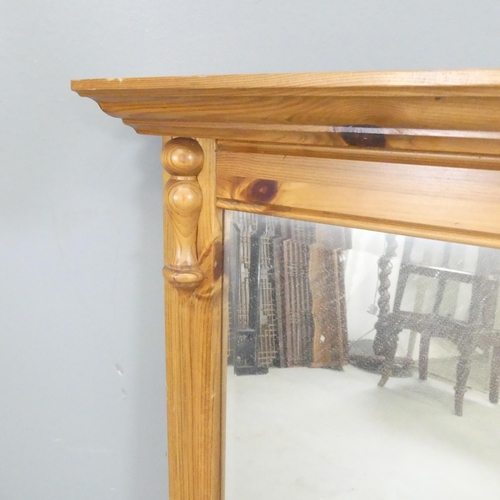 2684 - A modern pine over-mantle mirror. 95x73cm.