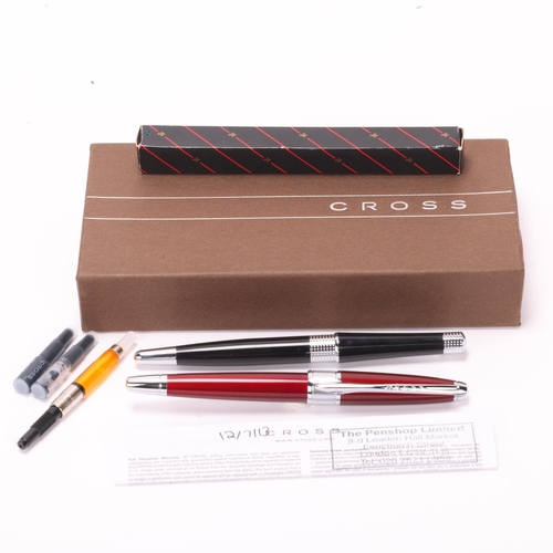 509 - A Cross Bailey fountain pen, with 18K M nib and red body with converter, card box, together with a C... 