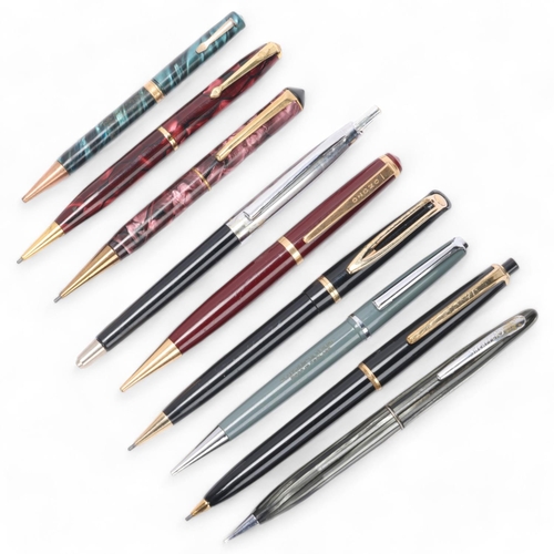 510 - A collection of 9 vintage propelling pencils, including models by Onoto, Conway, Sheaffer, Eversharp... 