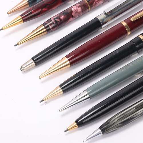 510 - A collection of 9 vintage propelling pencils, including models by Onoto, Conway, Sheaffer, Eversharp... 