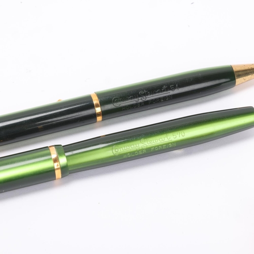 515 - A vintage Conway Stewart Dinkie 570 fountain pen and 54 pencil set, with Lumina Green body and 14ct ... 