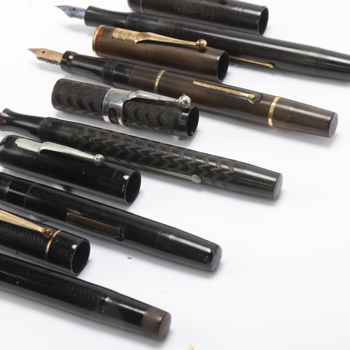 517 - 5 early 20th century fountain pens, Mabie, Todd & Co / Swan, 4 lever fill, models include, Minor No2... 