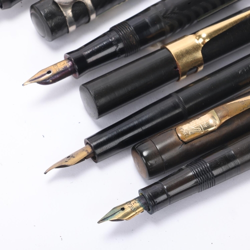 518 - 6 early 20th century fountain pens, Mabie, Todd & Co / Swan - Gaviota, Blackbird, The Fleet, Minor a... 