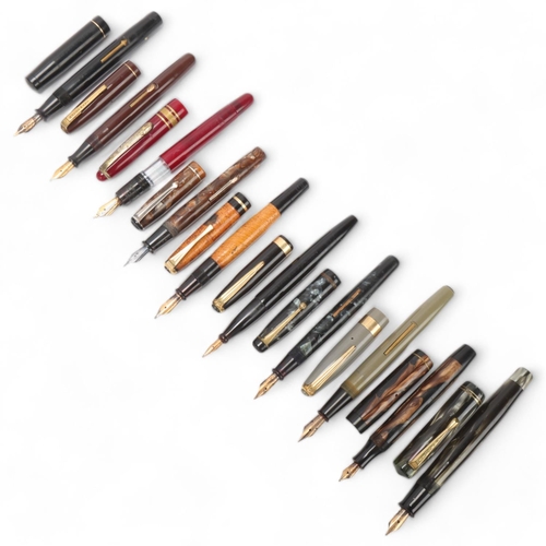 519 - 10 vintage fountain pens, including Non-Stop, 5 x Wyvern, Hema, Tibaldi, Edesta and Waterman