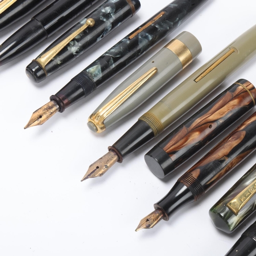 519 - 10 vintage fountain pens, including Non-Stop, 5 x Wyvern, Hema, Tibaldi, Edesta and Waterman