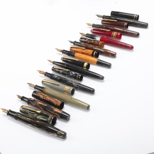 519 - 10 vintage fountain pens, including Non-Stop, 5 x Wyvern, Hema, Tibaldi, Edesta and Waterman