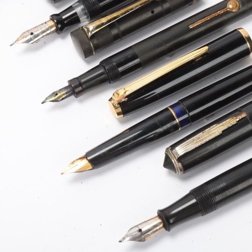 520 - 6 vintage fountain pens early to mid 20th century, including Orium Major, Pelikan, Diamond, Parlour ... 