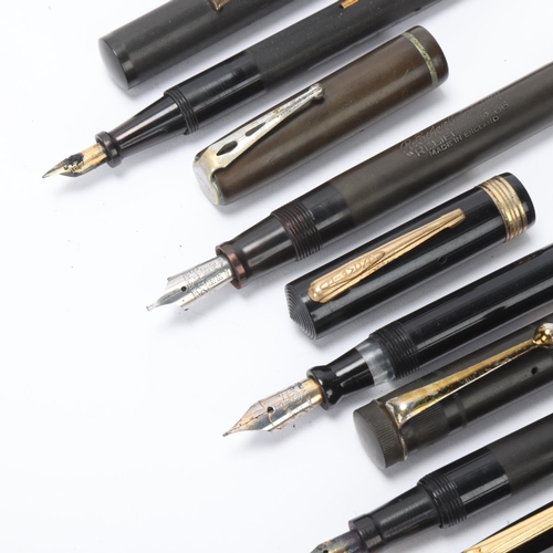 520 - 6 vintage fountain pens early to mid 20th century, including Orium Major, Pelikan, Diamond, Parlour ... 