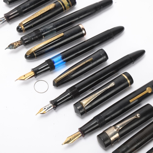 523 - 12 vintage fountain pens, including pens by Blackbird, Senator, Burnham, many with 14ct gold nibs