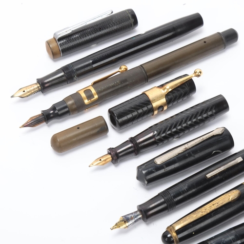 523 - 12 vintage fountain pens, including pens by Blackbird, Senator, Burnham, many with 14ct gold nibs