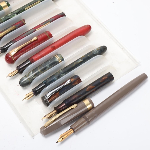 531 - 13 vintage Burnham fountain pens, including models, No65, No44, No50, No60, most with 14ct nibs