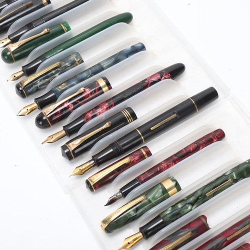 531 - 13 vintage Burnham fountain pens, including models, No65, No44, No50, No60, most with 14ct nibs