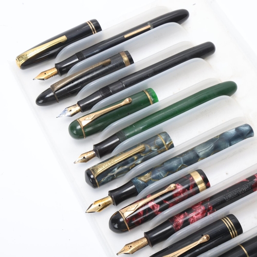 531 - 13 vintage Burnham fountain pens, including models, No65, No44, No50, No60, most with 14ct nibs