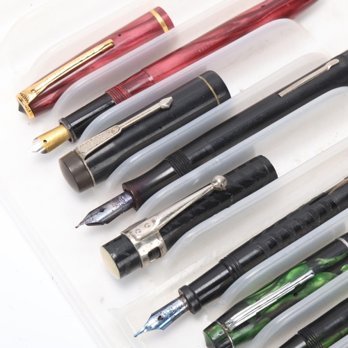 534 - 8 vintage Platignum fountain pens, including models, Italic, Slim Pen, Golden, De Luxe, Petite