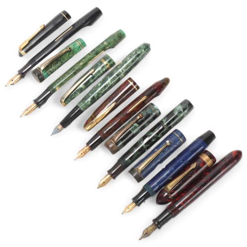 542 - 7 vintage fountain pens mid 20th century, including The Nova, 3 x National Security, Ritewell, Edaco... 