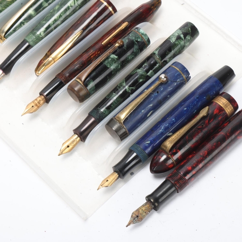 542 - 7 vintage fountain pens mid 20th century, including The Nova, 3 x National Security, Ritewell, Edaco... 