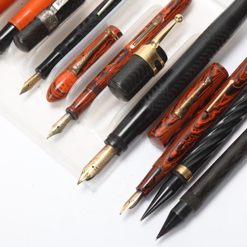 545 - 9 early 20th century fountain pens, including 2 styrographic pens -A&NCS 