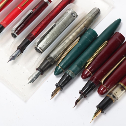 547 - 11 vintage lever-fill and piston fountain pens, including models by Imperial, Global-Star, Queensway... 