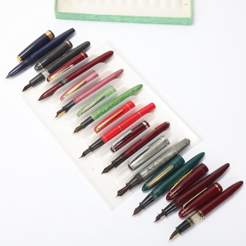 547 - 11 vintage lever-fill and piston fountain pens, including models by Imperial, Global-Star, Queensway... 