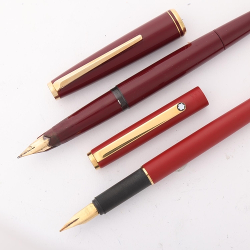 548 - A 1970s' Montblanc 221 piston fill fountain pen, with burgundy resin body and gilt metal trim, 14ct ... 