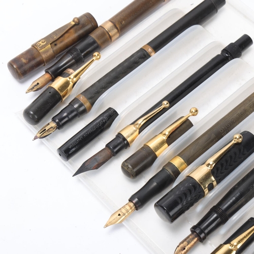 552 - 9 late 19th early 20th century fountain pens, models by Manos, Neptune, De La Rue, Wyvern, Thomas's,... 