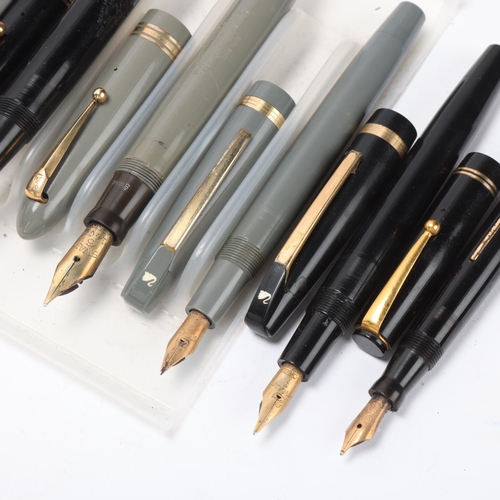 554 - 9 vintage Mabie, Tobb & Co / Sawn fountain pens, early/mid 20th century, models include, Blackbird, ... 