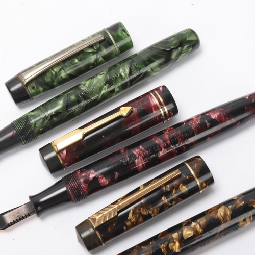 556 - 3 vintage marbled body fountain pens, Stephens No27, Dickinson 