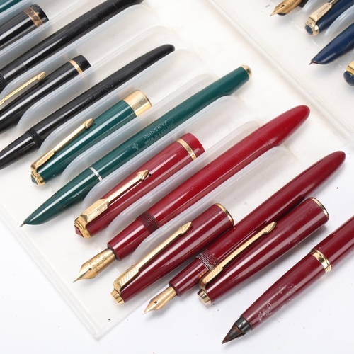 557 - 17 Parker fountain pens most 1950s-1970s', including models No17, Junior, Senior, Slimfold, Duofold,... 