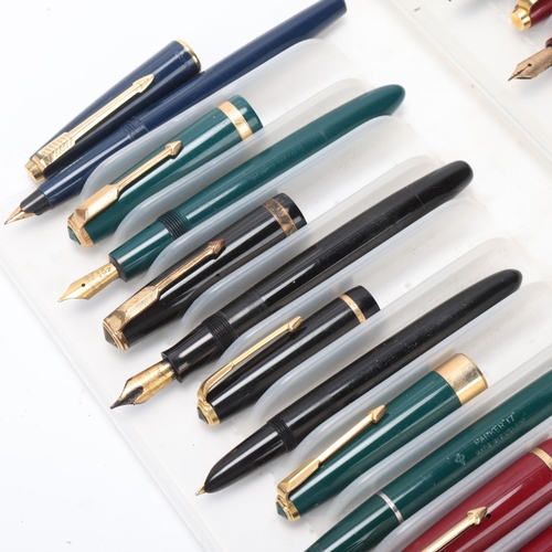 557 - 17 Parker fountain pens most 1950s-1970s', including models No17, Junior, Senior, Slimfold, Duofold,... 