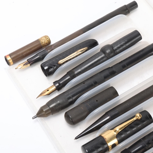 565 - 7 early 20th century fountain pens, including eye dropper models and others, The Stafford Pen, Onoto... 