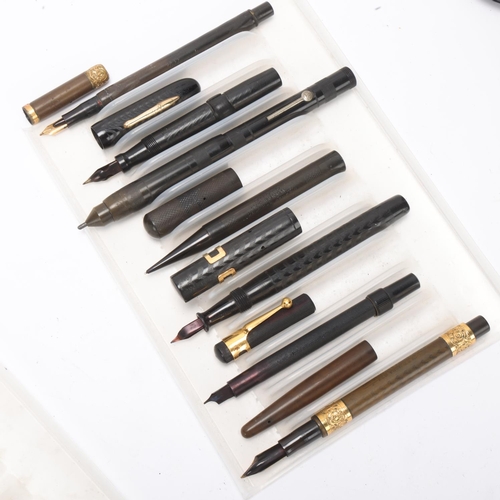 565 - 7 early 20th century fountain pens, including eye dropper models and others, The Stafford Pen, Onoto... 