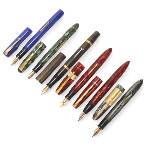 569 - 6 vintage fountain pens, 4x Mabie, Todd & Co. - Blackbird, 1 Boots and a Unica, all with 14ct gold n... 