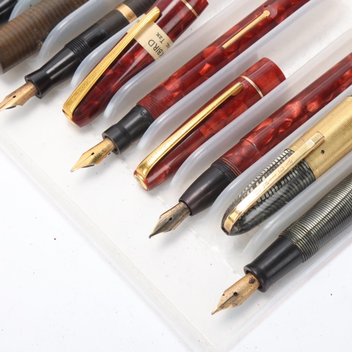 569 - 6 vintage fountain pens, 4x Mabie, Todd & Co. - Blackbird, 1 Boots and a Unica, all with 14ct gold n... 