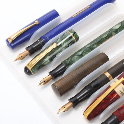 569 - 6 vintage fountain pens, 4x Mabie, Todd & Co. - Blackbird, 1 Boots and a Unica, all with 14ct gold n... 