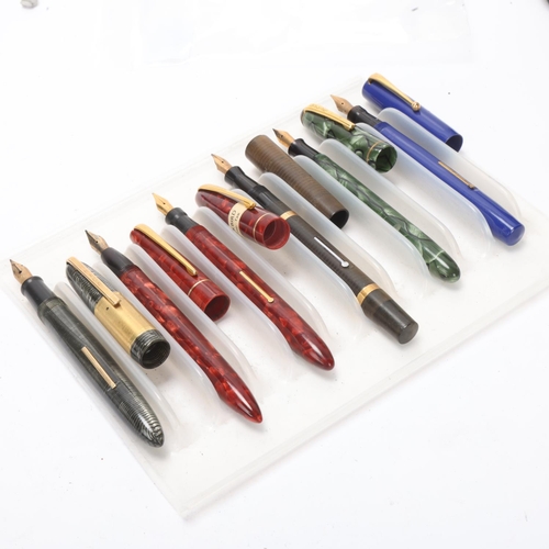 569 - 6 vintage fountain pens, 4x Mabie, Todd & Co. - Blackbird, 1 Boots and a Unica, all with 14ct gold n... 