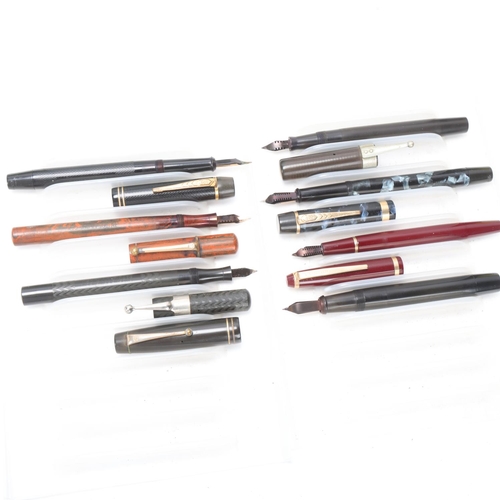 576 - 7 vintage De La Rue Onoto fountain pens early to mid 20th century, models include, No97, Blackbird, ... 