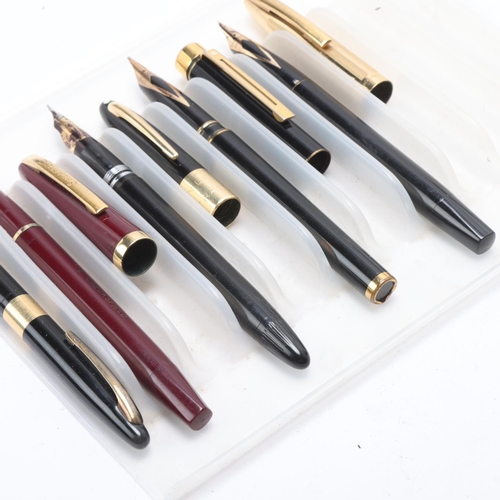 588 - 4 vintage Sheaffer fountain pens and a Scheaffer's 500 pencil, all pens with 14k nib, 1 pen with eng... 