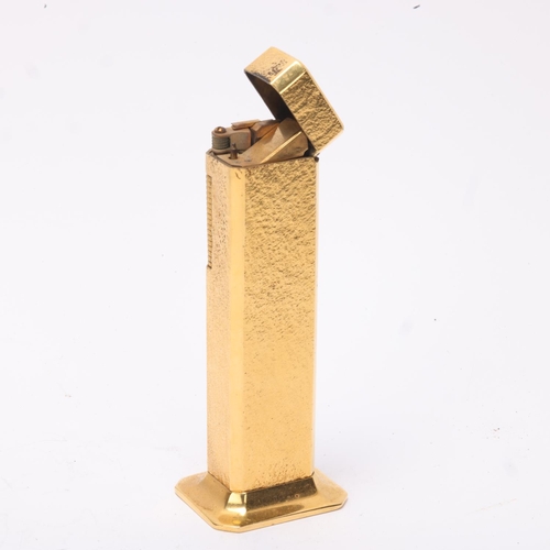 610 - A vintage Dunhill Tallboy table lighter, gold plated with Dunhill, Made in England to base, height 1... 