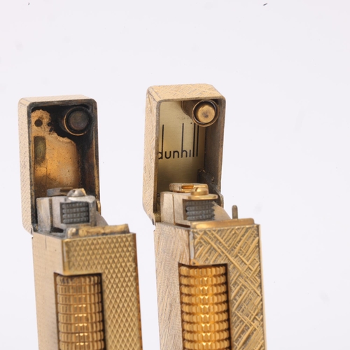 619 - 2 vintage Dunhill gold plated Rollagas lighters, makers marks to base, length 6.3cm