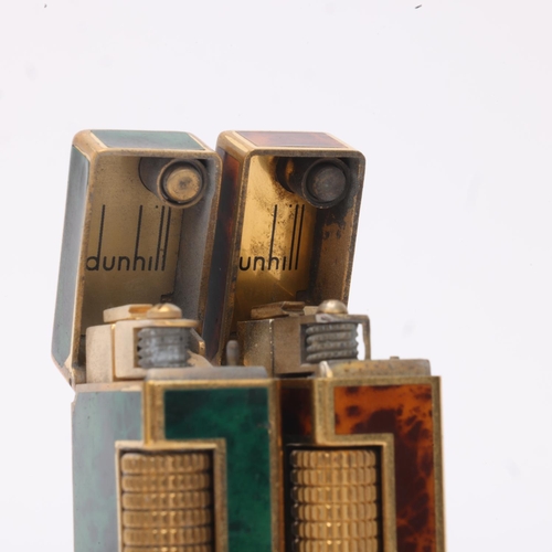 622 - 2 vintage Dunhill Rollagas lighters, with brown and green mottled lacquer panels, makers marks to ba... 