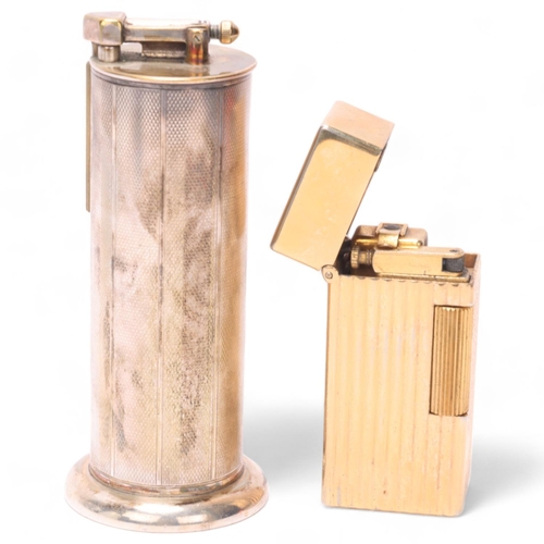 632 - 2 vintage Parker desk lighters, silver plater Roller Beacon and gilded table lighter, both with make... 