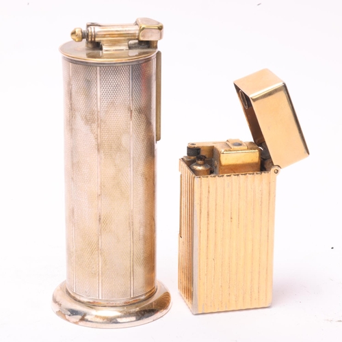 632 - 2 vintage Parker desk lighters, silver plater Roller Beacon and gilded table lighter, both with make... 