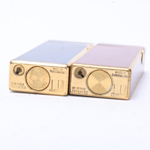 637 - 2 vintage Dunhill Rollagas lighters, gold plated and lacquer bodies, makers marks to base, length 6.... 