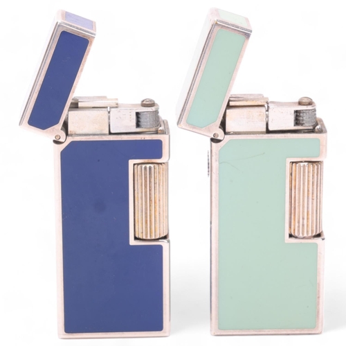 640 - 2 vintage Dunhill Rollagas lighters, with blue and aqua lacquer bodies, makers marks to base, No 601... 