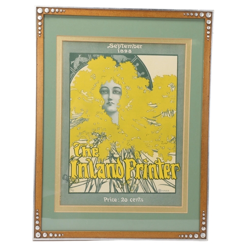 102 - The Inland Printer (cover) September 1898, original lithograph, image 30cm x 22cm, framed