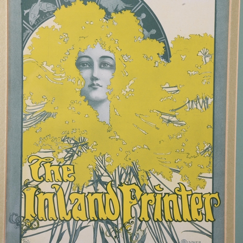 102 - The Inland Printer (cover) September 1898, original lithograph, image 30cm x 22cm, framed