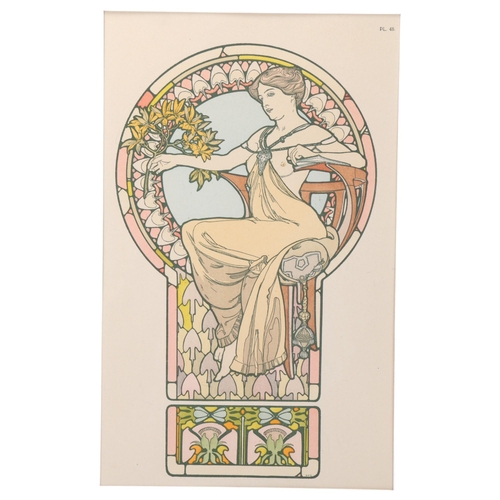 106 - French Art Nouveau lithograph advertising print circa 1902, by Mucha, image 37cm x 23cm, overall fra... 