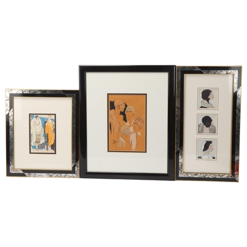 114 - 3 Art Deco pochoir fashion prints, framed (3)