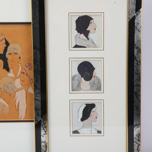 114 - 3 Art Deco pochoir fashion prints, framed (3)