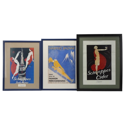 115 - Harper's Bazaar lithograph cover February 1933, together with 5 other advertising prints (6), framed